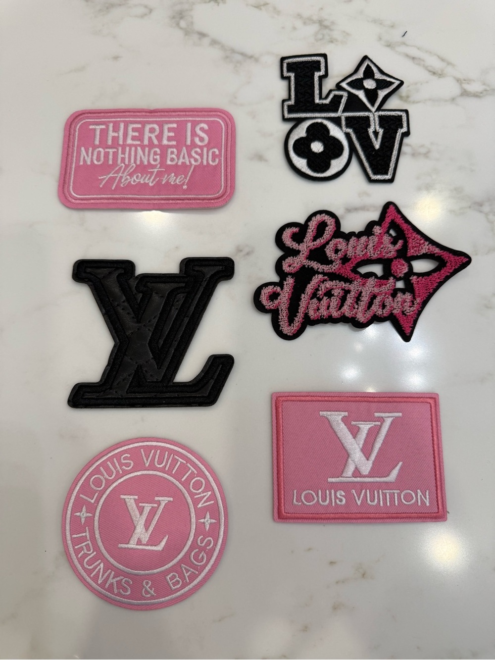 Adorable Hand Crafted Pink and Black Embroidered Iron on Patches